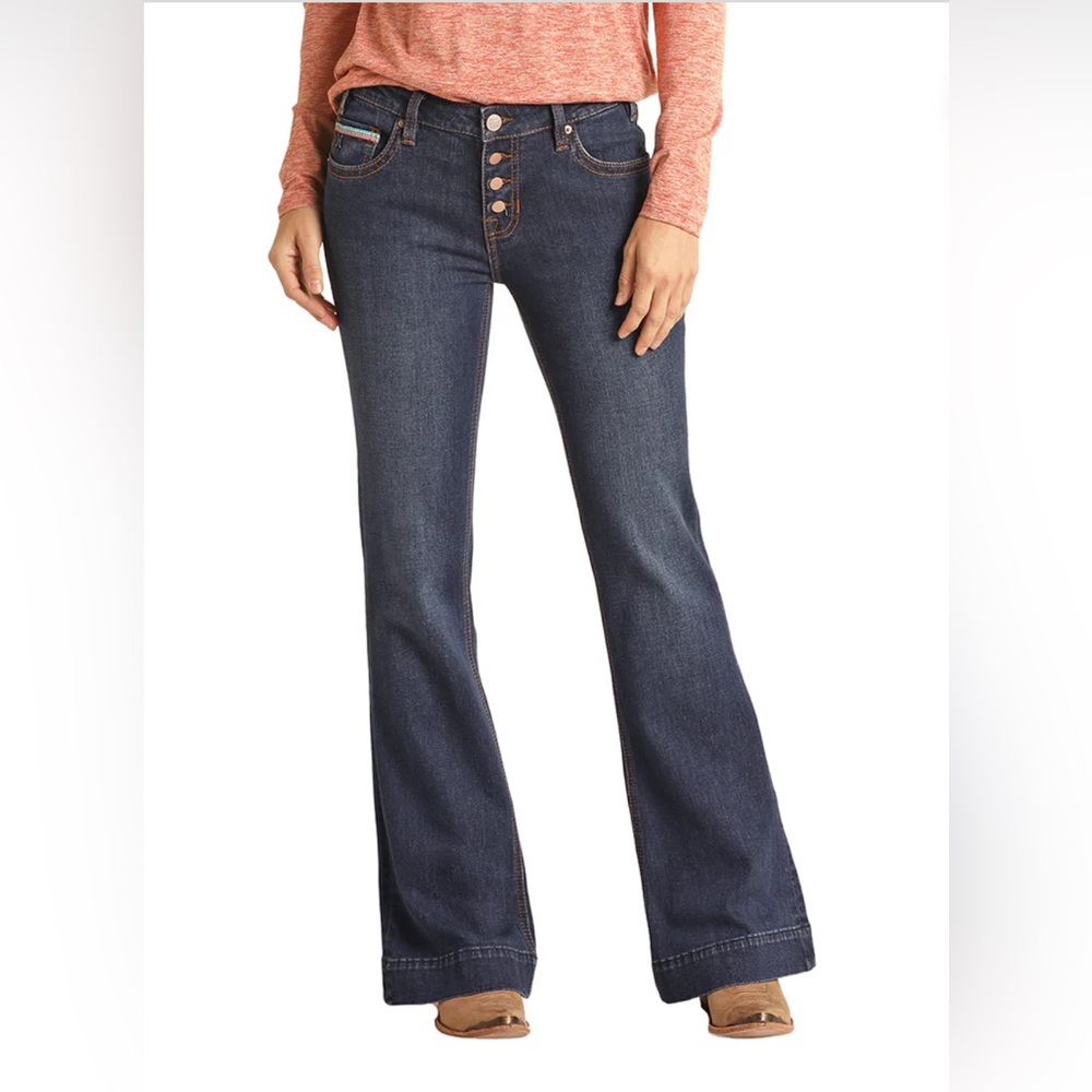 Hooey Dark Blue Flare Jeans
